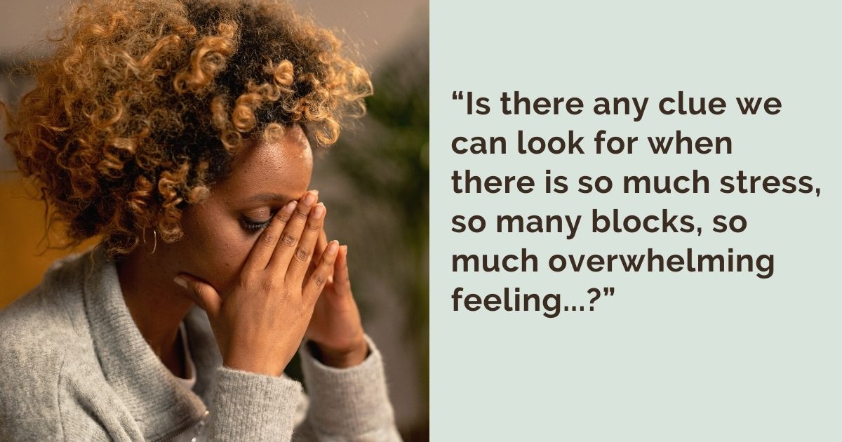 “Is there any clue we can look for when there is so much stress, so many blocks, so much overwhelming feeling...?”